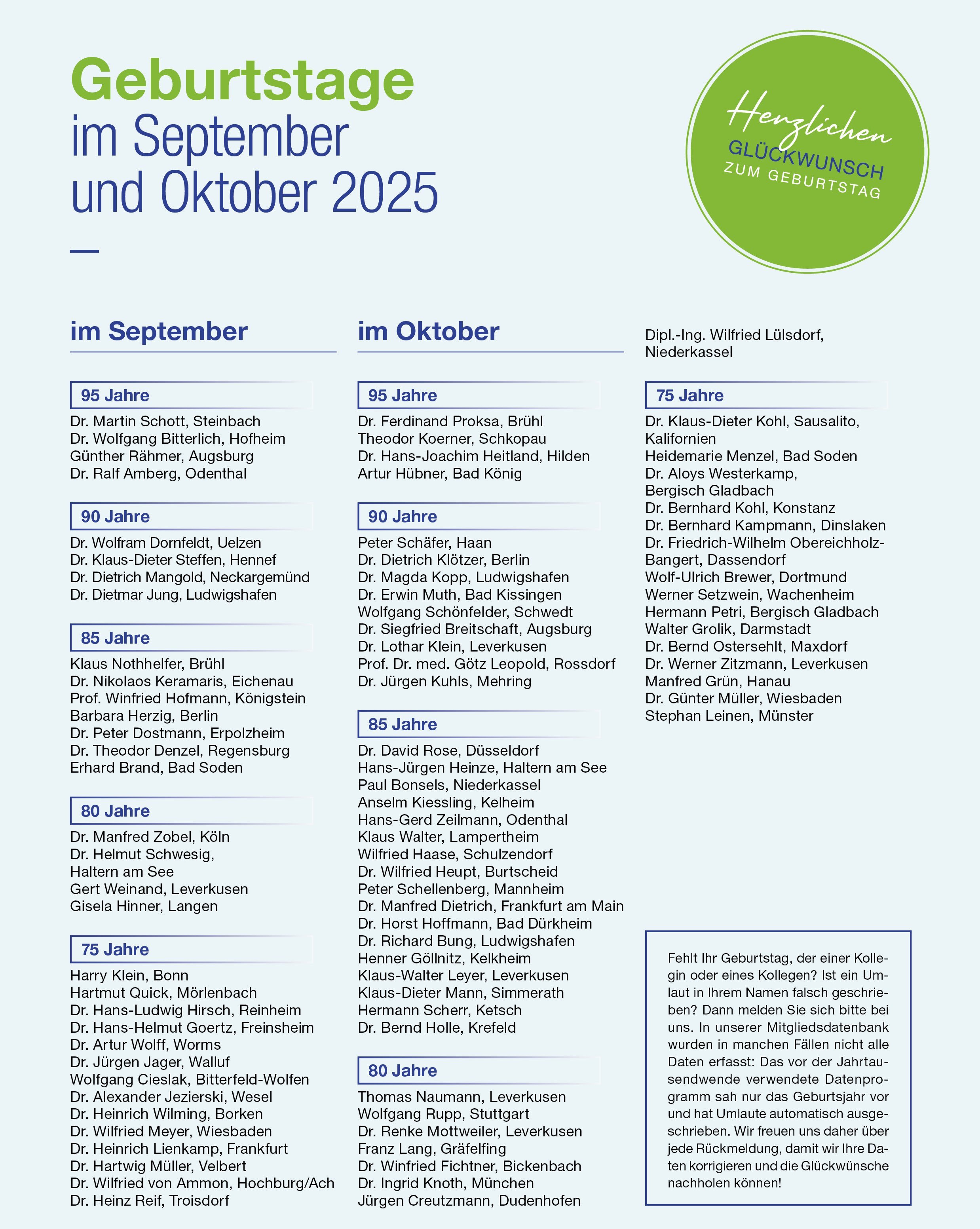 Glückwunschseite im VAA Magazin August 2025