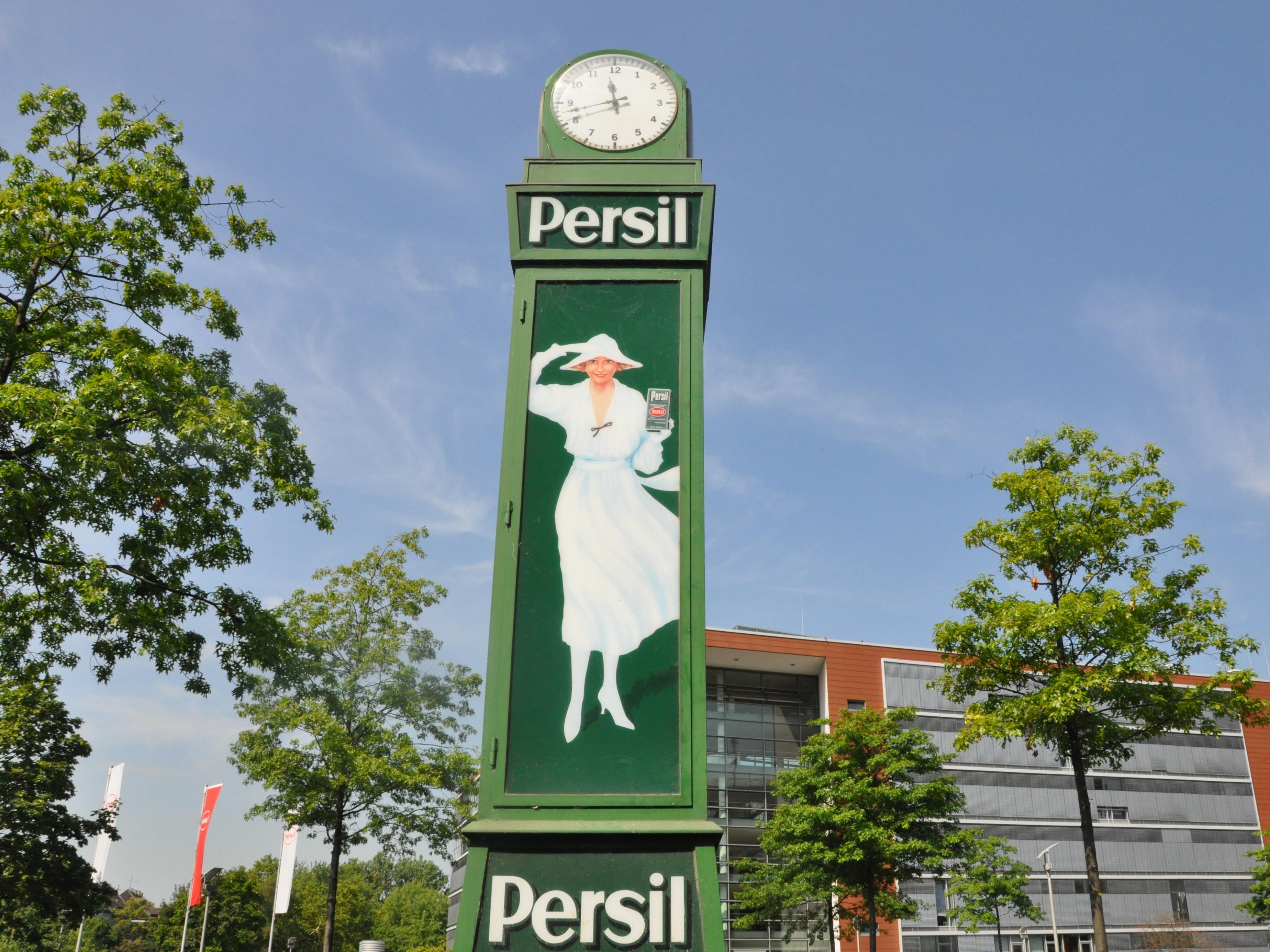 Hier zu sehen ist die Persil-Uhr am Standort in Düsseldorf.