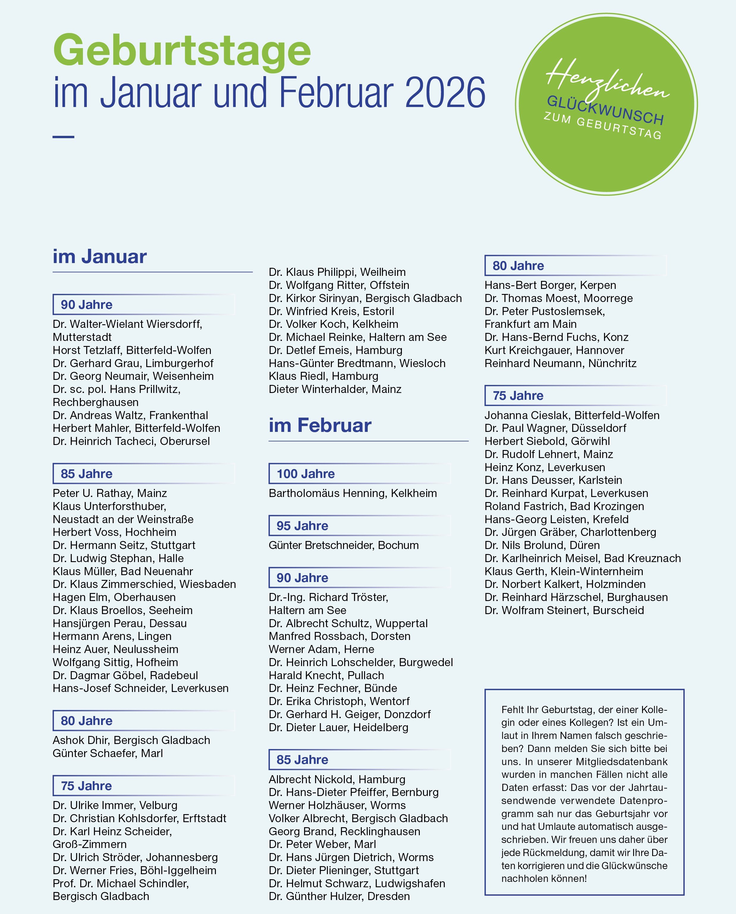 Glückwunschseite im VAA Magazin Dezember 2025